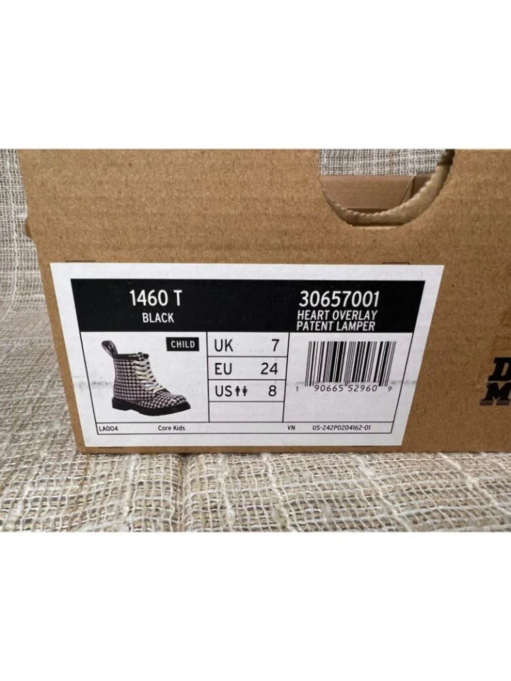 NIB Dr Marten 1460 Patent Heart Printed Lace Up Boots Toddler US Size 8